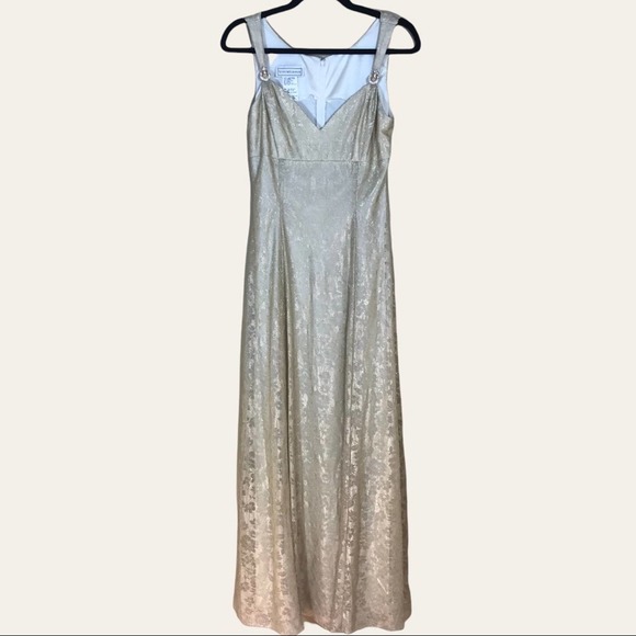 Vintage Scott McClintock‎ Dress Womens 6 Gold Shimmer Formal Maxi Lined - Picture 1 of 10